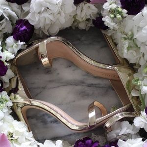Gold Metallic Stiletto Sandals - Size 8